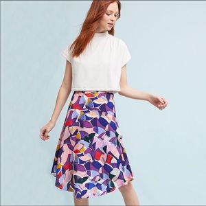 Anthropologie Maeve Pink Ava Rose Geo Print Skirt